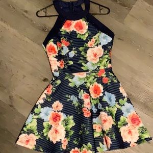 Floral halter mini dress